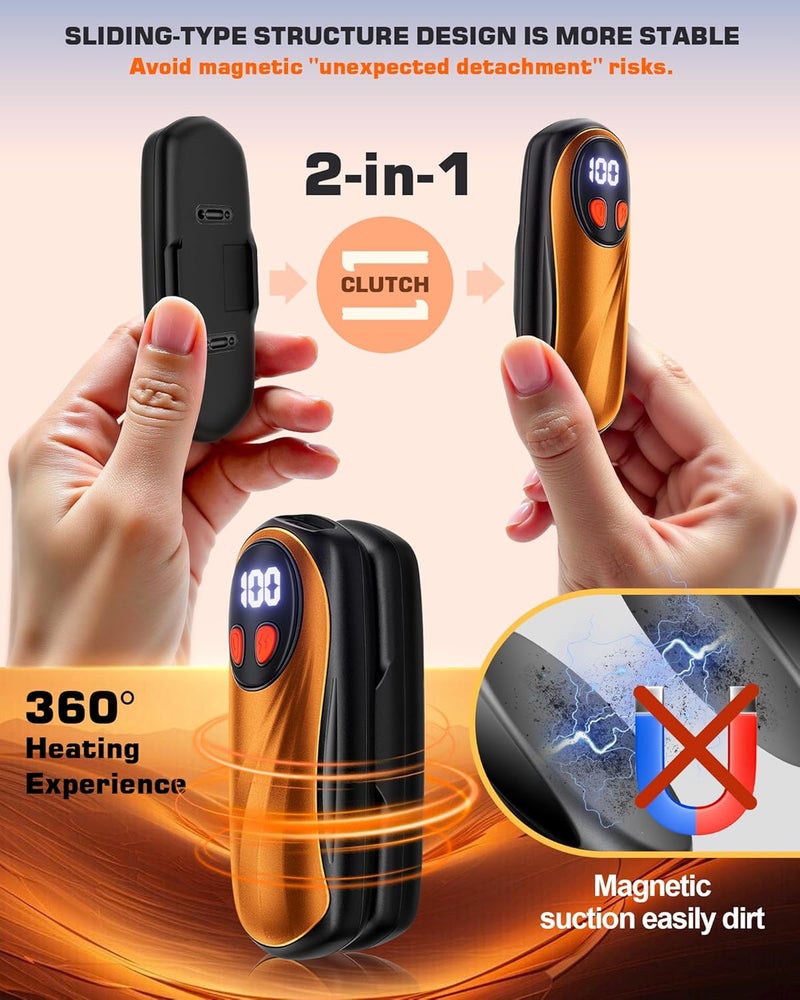 KILeap Hand Warmers Rechargeable 2 Pack, 6000mAh Electric Hand Warmers, 5-Level Heating with Battery Display, Reusable Portable Pocket Heater, Gifts for Christmas, Outdoor, Golf, Travel, Hunting, Camping - Image 5